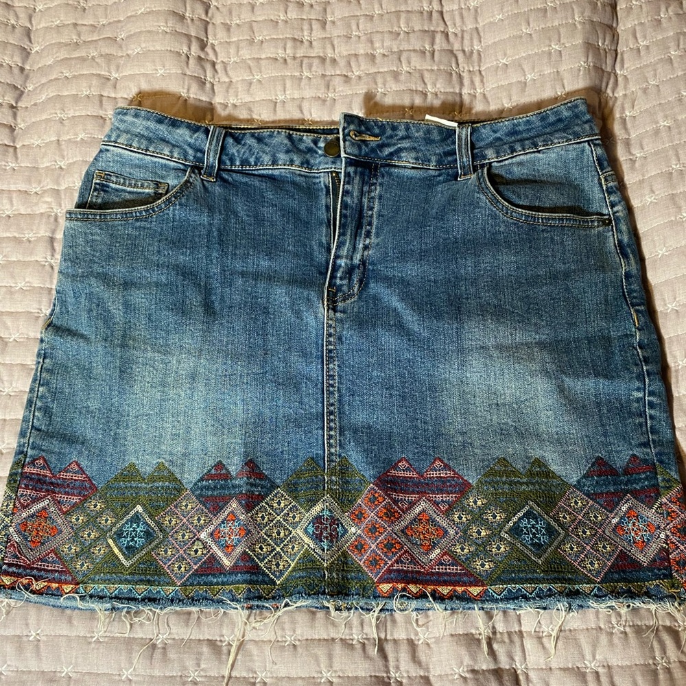 Desigual Denim Mini Skirt with Colorful Patterns